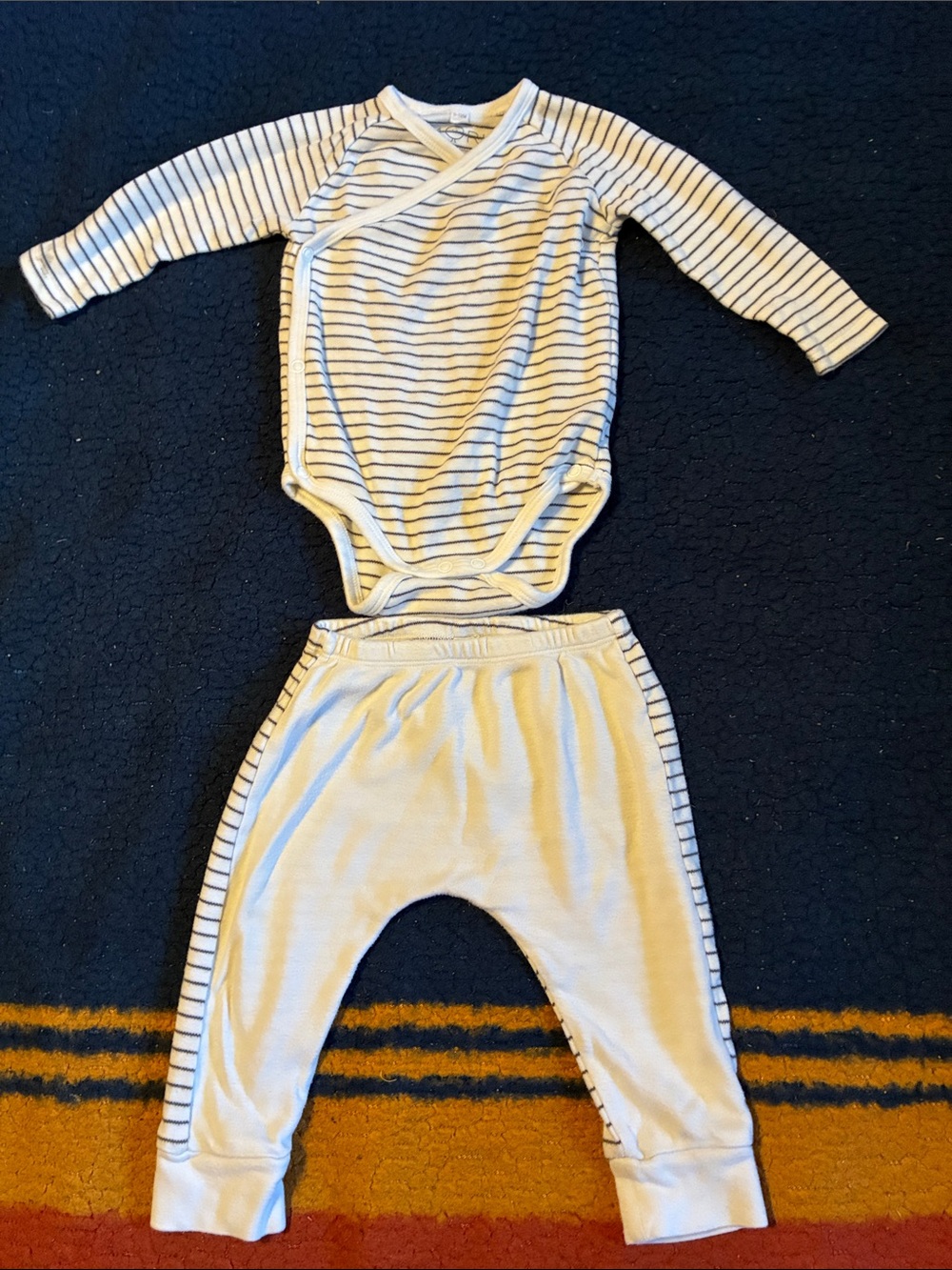 Mori Striped Long Sleeve Baby Onesie and Pants Set